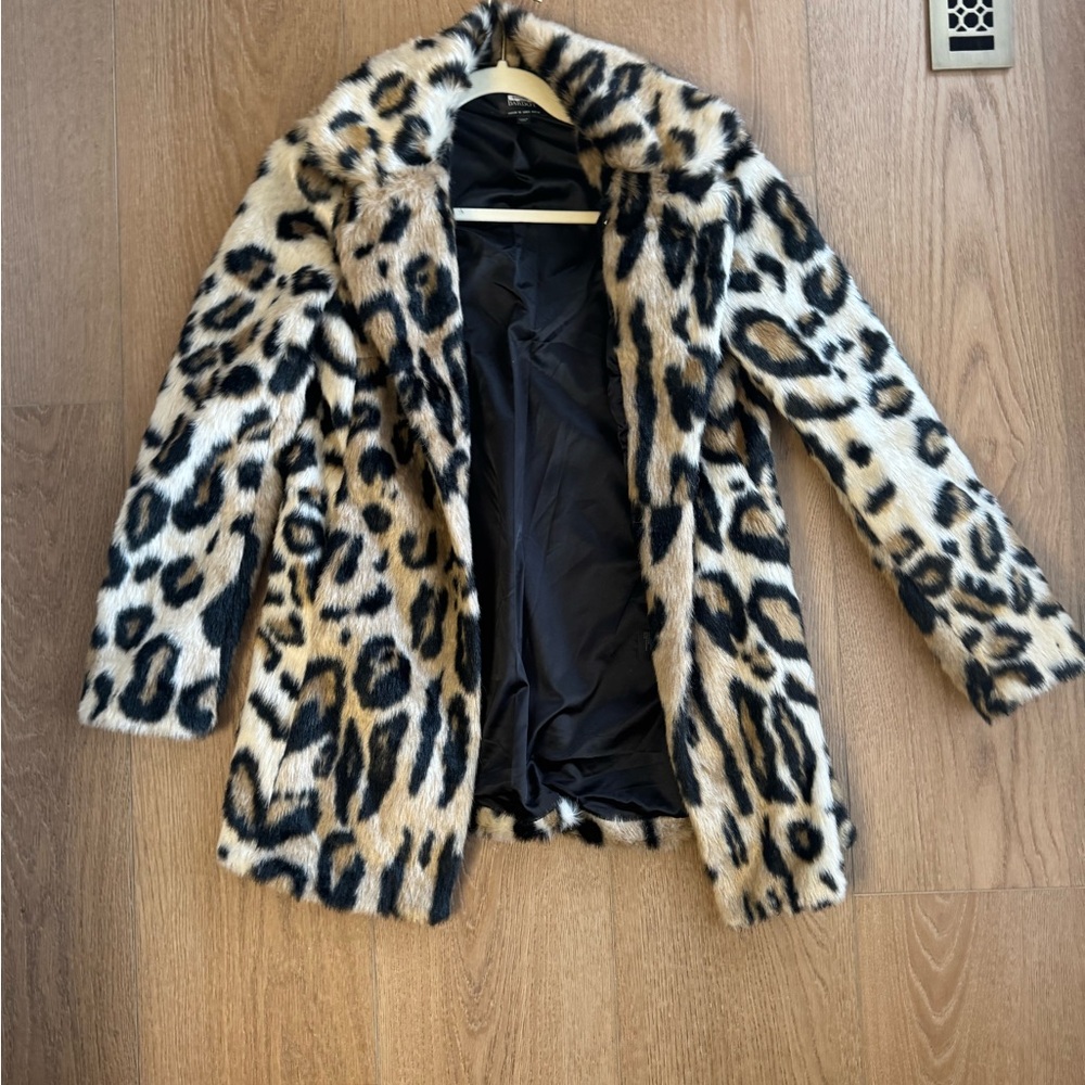 Bardot Leopard Print Faux Fur Jacket